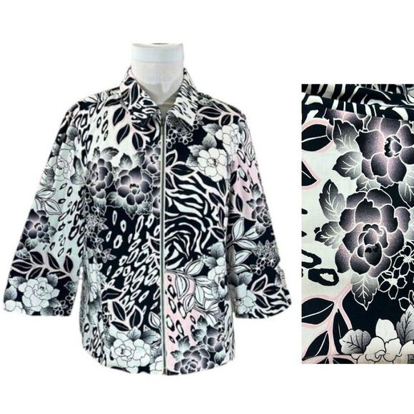 Chico's Jacket Size 3 (16) XL Floral Animal Print - Picture 1 of 14